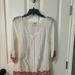 Old Navy White Blouse with Red Accents